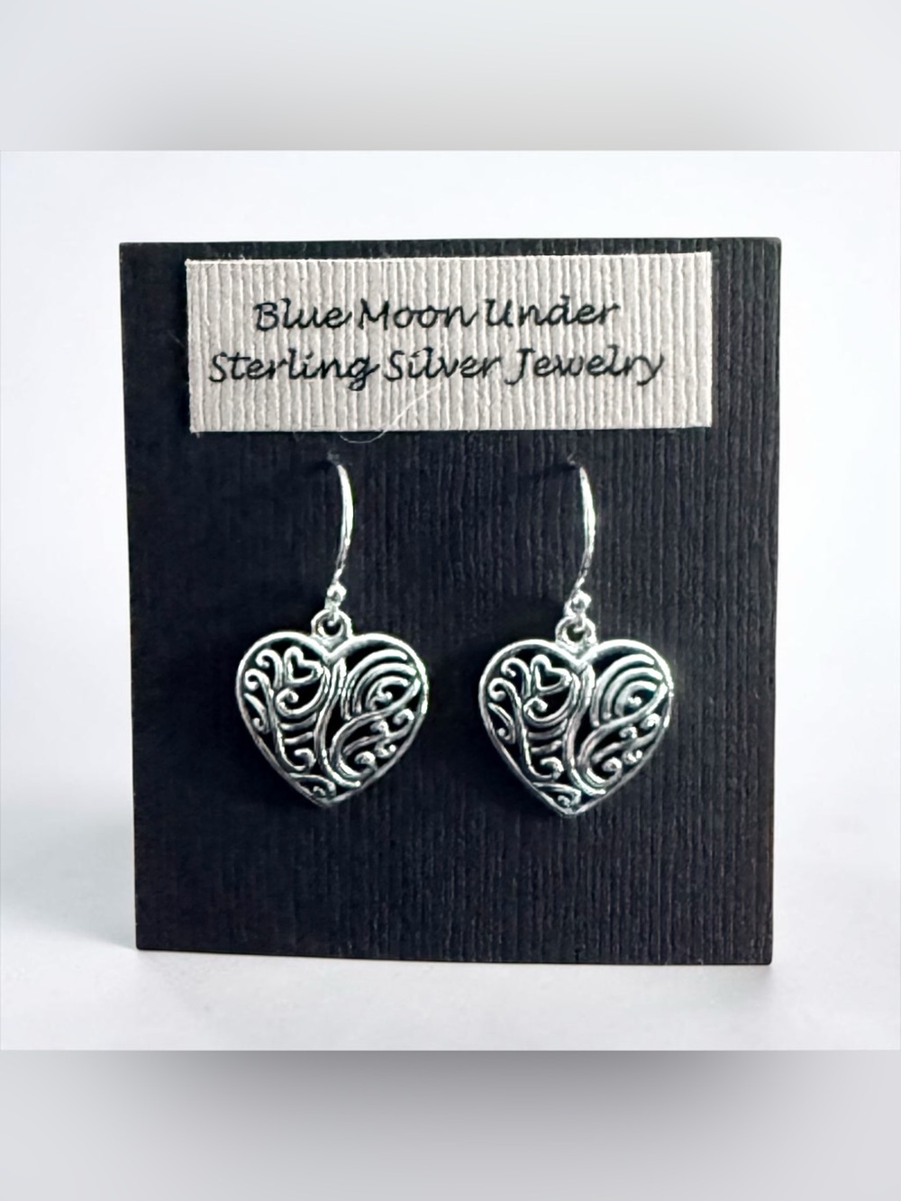 NWT 925 Sterling Silver Ornate Heart Dangle Earrings NEW